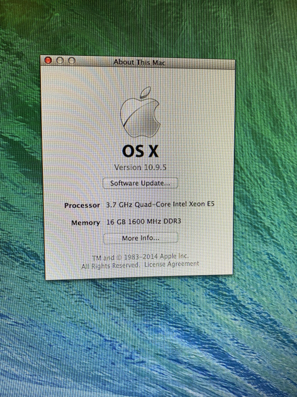 Apple Mac Pro A1481 Quadro Core Xeon E5 16/256GB