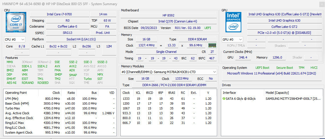 HP EliteDesk 800 G5 SFF i7-9700 16/256GB / 3 na stanju